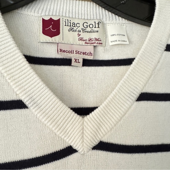 NWT iliac golf Bert LaMar White Striped Sweater Long Sleeves Size XL - Picture 4 of 7